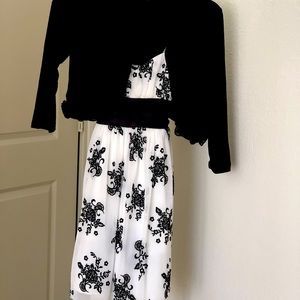 Black and white evening dress